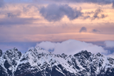 Snow Peak fine art landscape print featuring snow-covered New Zealand mountains and foggy alpine terrain. Moody Queenstown photography wall art, perfect for winter interiors. Premium giclée print on archival paper. Ideal for modern home décor, minimalist design, and Scandinavian-style spaces. Available from Melbourne Print Studio, part of the Snowdrift Collection.