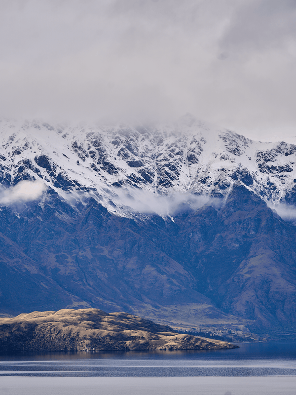 Cloud Fall, fine art landscape print, New Zealand mountain photography, snow-capped mountain wall art, moody alpine photo print, designer winter landscape wall art, fog and snow mountain print, Queenstown mountain art print, luxury home décor, fine art photography for interiors, minimalist wall print, contemporary nature photography, premium giclée print, Melbourne Print Studio, Australian Wall Prints, Scandinavian interior art, mountain range photography print, modern landscape wall décor