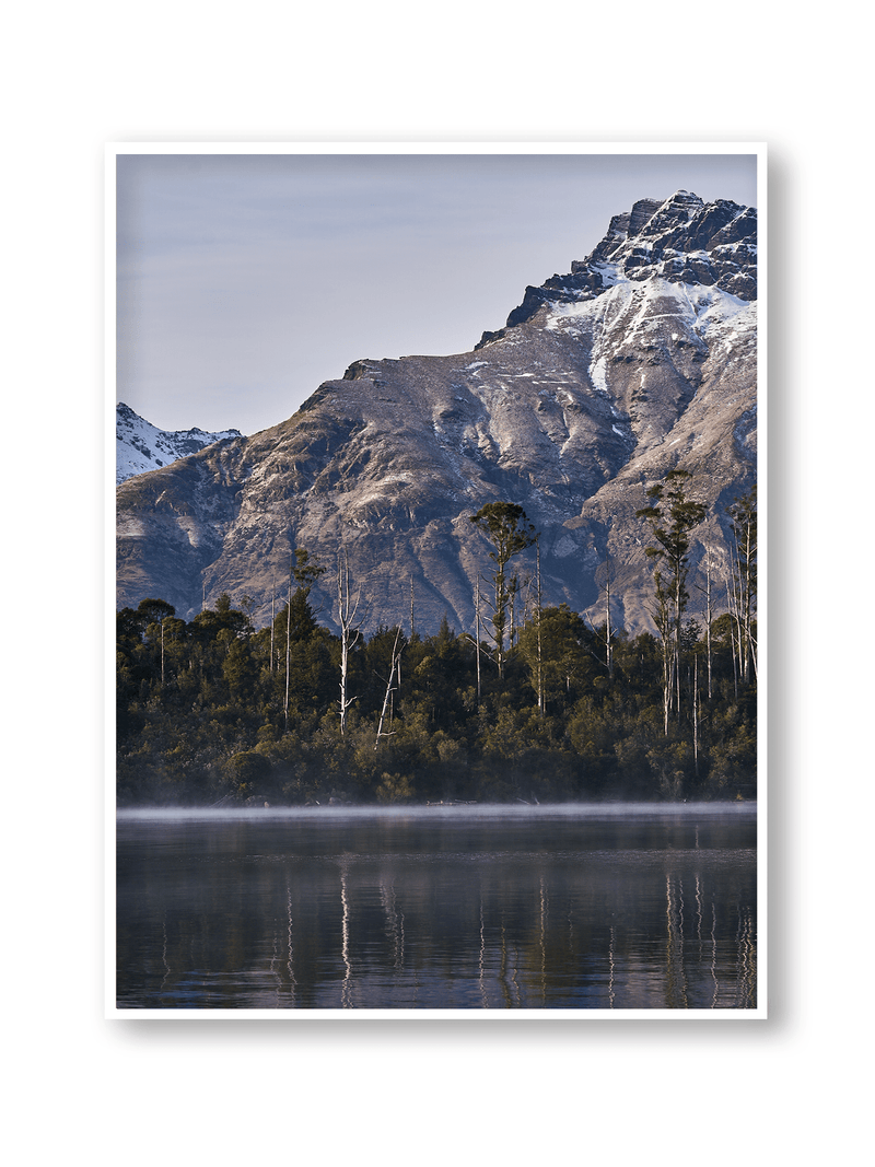 Deep Blue, fine art landscape print, New Zealand mountain photography, snow-capped mountain wall art, moody alpine photo print, designer winter landscape wall art, fog and snow mountain print, Queenstown mountain art print, luxury home décor, fine art photography for interiors, minimalist wall print, contemporary nature photography, premium giclée print, Melbourne Print Studio, Australian Wall Prints, Scandinavian interior art, mountain range photography print, modern landscape wall décor