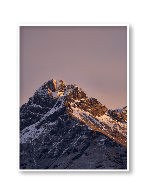 Low Light, fine art landscape print, New Zealand mountain photography, snow-capped mountain wall art, moody alpine photo print, designer winter landscape wall art, fog and snow mountain print, Queenstown mountain art print, luxury home décor, fine art photography for interiors, minimalist wall print, contemporary nature photography, premium giclée print, Melbourne Print Studio, Australian Wall Prints, Scandinavian interior art, mountain range photography print, modern landscape wall décor