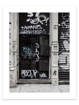 High-end B&W streetscape print, street graffiti photography print shot in NYC Wall Art Print, New York City Art Print, NYC streetscape art print, fashion prints, interior design prints, interior design wall art, home décor prints, home décor wall art, wall art prints, Melbourne Print Studio, Australian Wall Prints, Los Angeles Wall Art, LA Art, fine-art wall décor and interior design.  This print artwork has a white border (between 5cm and 4cm), when framed will have a white border.
