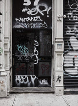 High-end B&W streetscape print, street graffiti photography print shot in NYC Wall Art Print, New York City Art Print, NYC streetscape art print, fashion prints, interior design prints, interior design wall art, home décor prints, home décor wall art, wall art prints, Melbourne Print Studio, Australian Wall Prints, Los Angeles Wall Art, LA Art, fine-art wall décor and interior design. This print artwork has no border so the print goes all the way to the edge when framed. 